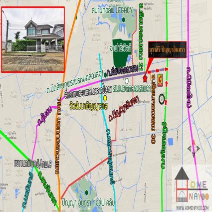 ขายหรือให้เช่า บ้านเดี่ยว 65.1 ตารางวา ม.บุราสิริ ปัญญาอินทรา หลังมุม ด้านข้างไม่ชนใคร
