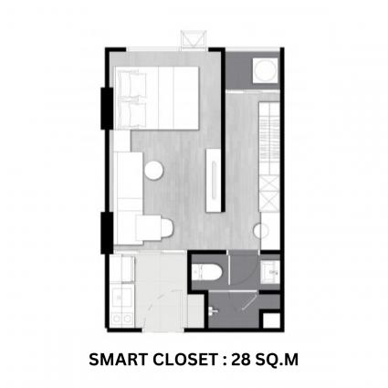 ให้เช่าคอนโด บริกซ์ตัน เกษตร - ศรีราชา แคมปัส ขนาด 28 ตารางเมตร Smart Closet