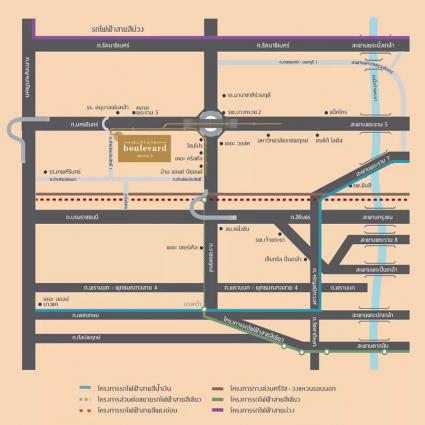 ขายหรือให้เช่า บ้านเดี่ยว 65.3 ตารางวา โครงการบางกอก บูเลอวาร์ด พระราม5 หลังริม